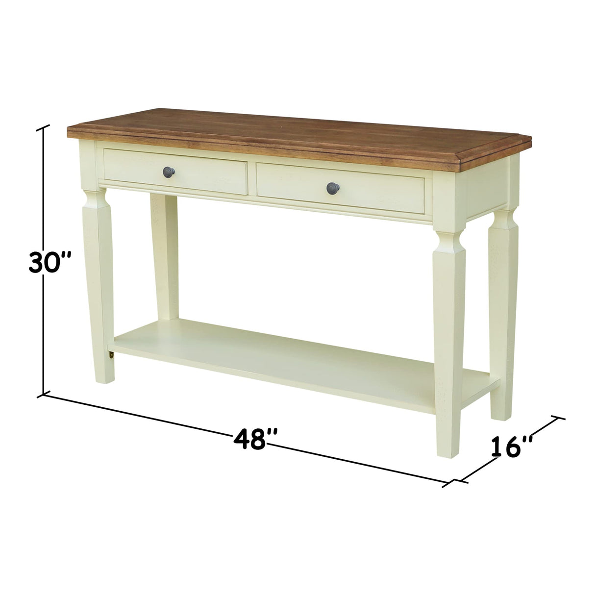IC International Concepts International Concepts Vista Solid Wood Sofa Console Table, Hickory/Shell IC International Concepts