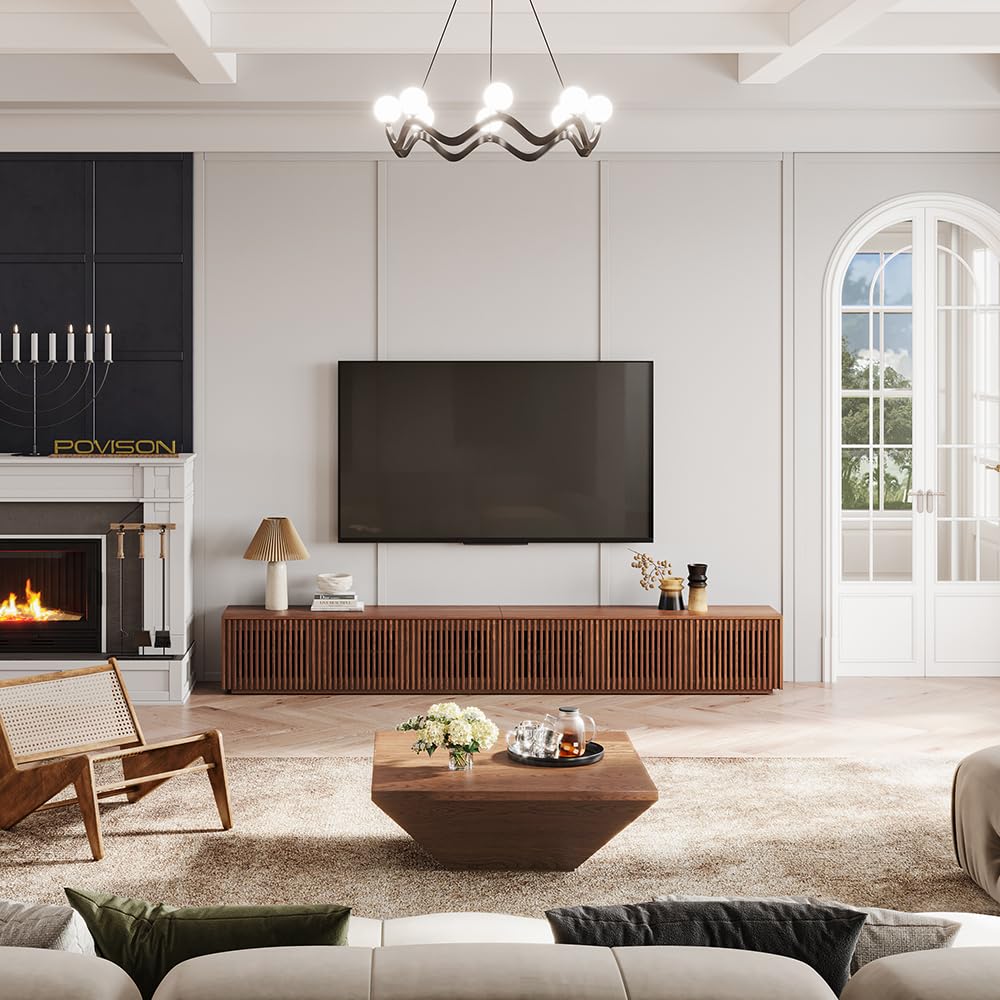 POVISON Mid Century Modern Solid Wood Media Console - Thumbnail 4