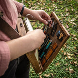 Writers Messenger Wood Box, Multifunctional Wooden Handmade Crossbody Postman Bag Portable Artist Tool Bag Painting Brush Tool Storage Sketch Box Bomeiqee
