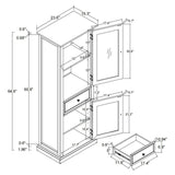 FRITHJILL Tall Storage Cabinet with Glass Door, Modern 65" Display Curio Cabinet with Drawer and Shelf for Living Room, Dining Room, Kitchen, Office - Farmhouse Style Bookcase FRITHJILL