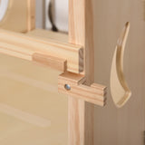 Qaba Wooden Kitchen Step Stool for Kids, Foldable Toddler Tower, Helper Stool for Kitchen Counter with Support Handles Safety Rail, Natural Wood Qaba