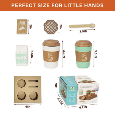 WOODENFUN Pretend Play Coffee Cup Toys,Wooden Play Kitchen Accessories,Fake Food Play for Kids Kitchen,Educational Toy for Toddler Children Birthday Gift WOODENFUN