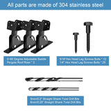 Antsky Pergola Brackets (3 Pack) 4x4 Adjustable Angles Saddle Roof Riser Brackets for Patio Cover 304 Stainless Steel Pergola Bracket kit Patio roof Riser Patio kit Black(Actual Size:3.5"×3.5") Antsky