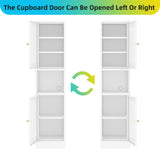 XIUSVON Tall Narrow Storage Cabinet - 67" Slim Bathroom Organizer with 3 Adjustable Shelves, 2 Doors (Left/Right Opening),Metal Floor Cabinet for Small Spaces, Bathroom & Kitchen (Metal, White) XIUSVON