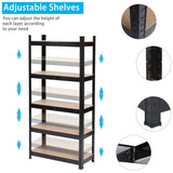 Karl home 5 Tier Metal Garage Shelves, Adjustable Shelf for Storage Heavy Duty, Wide-Size Shelves Organization for Garage Pantry Basement Kitchen, 2000lbs,43.3" L x 17.7" W x 70.9" H, Black Karl home