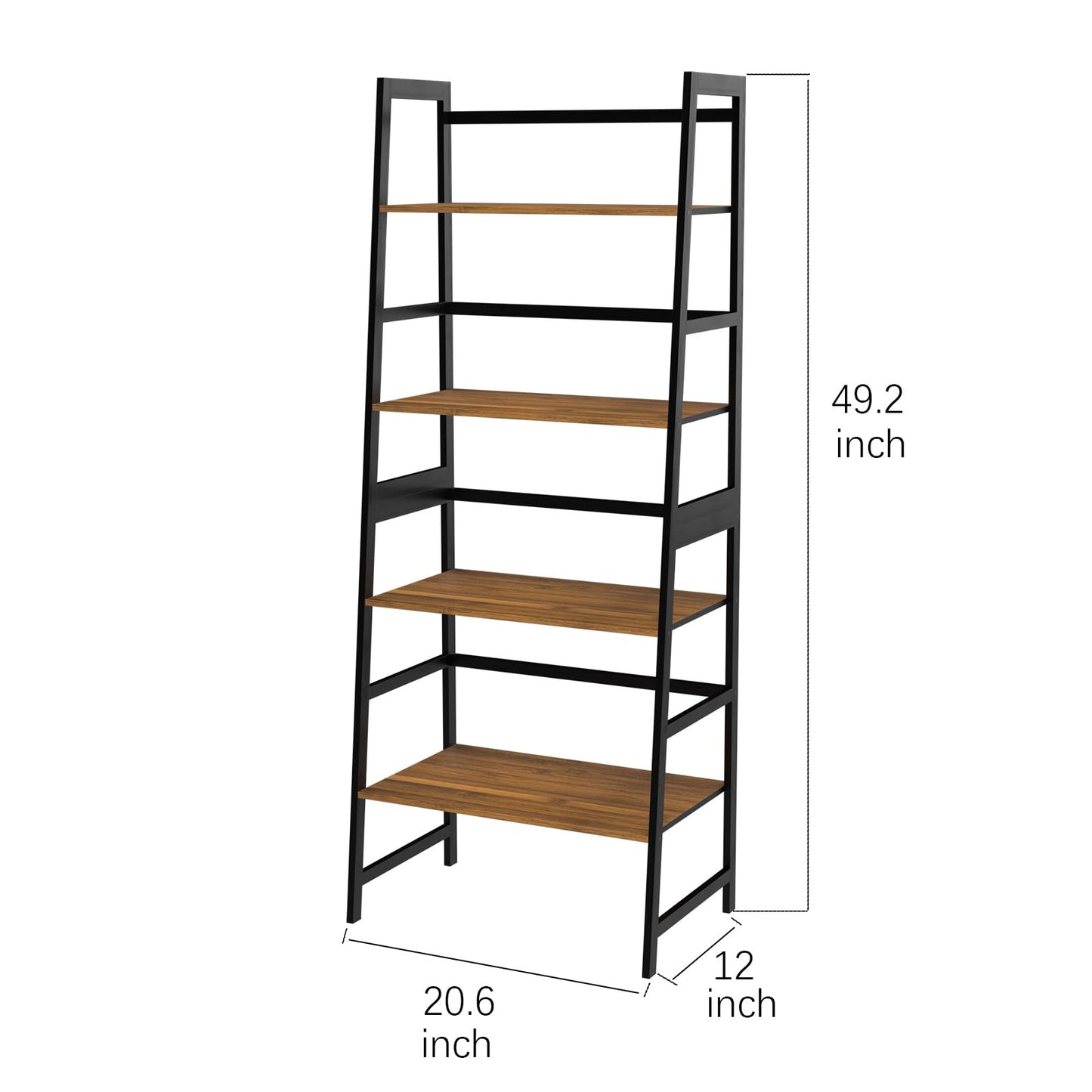 WTZ Bookshelf Bamboo Bookcase Storage Shelves Book case, Ladder Shelf for Bedroom, Living Room, Office (Brown)