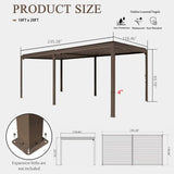 Domi Outdoor Louvered Pergola 10x20FT with Adjustable Steel Roof, Outdoor Aluminum Frame Rainproof Pergola for Backyard, Garden and Lawn,Brown domi outdoor living
