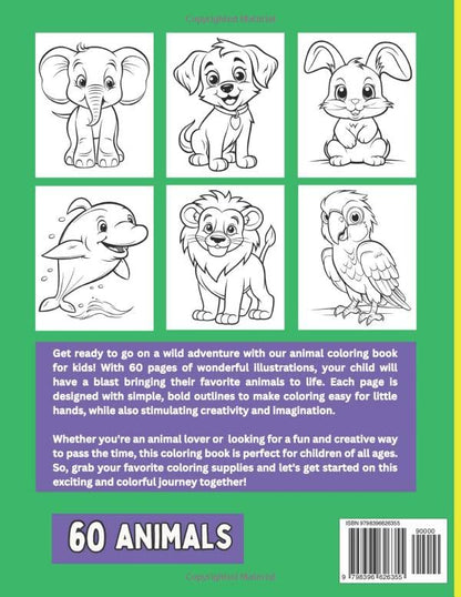 Animal Pals Coloring Book: Cute Animal Coloring Book For Kids Ages 4-8