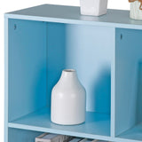 SUPER DEAL 8 Cube Bookshelf 3 Tier Open Shelf Bookcase with Solid Legs, Modern Storage Organizer Display Rack Freestanding Cabinet for Bedroom, Living Room, Office, Nursery, Blue SUPER DEAL