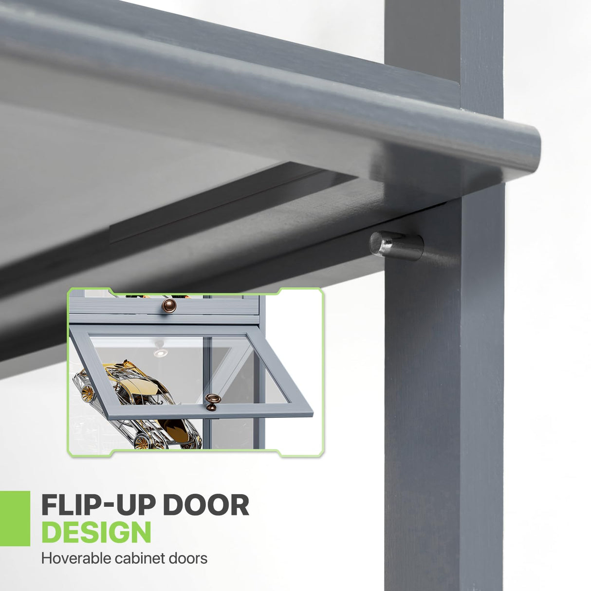 Magshion 68" Tall Curio Display Cabinet, 5 Tier Slim Corner Shelves Collection Display Case for Living Room Bedroom, Gray Magshion