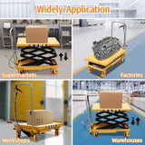 Hydraulic Lift Table Cart, 770lbs Capacity Double Scissor Lift Table w/Locking Wheels,51" Lifting Height Manual Elevating Cart Hydraulic Material Lift Pallet Truck for Material Handling,Transportation MOCHAG