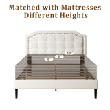 HAOARA Queen Size Bed Frame, Queen Size Platform Bed Frame with Upholstered Button Tufted Headboard, Strong Wood Slats, No Box Spring Needed, Mattress Foundation, Easy Assembly Beige HAOARA