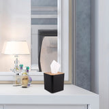 Tissue Box Cover,Tissue Holders,Tissue Box Holder for Bathrooms,Bamboo Cover Plate,Home and Office,5 * 5 * 5.4in (Black) MOCHTERO