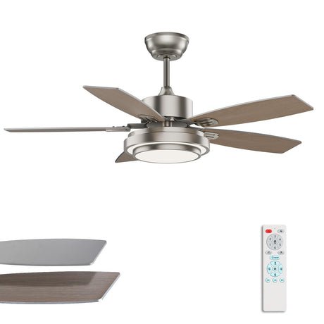 Fanbliss 42 Inch Nickel Ceiling Fans with Lights and Remote Control for Bedroom, Modern Ceiling Fan with Quiet Reversible DC Motor, 3CCT, Dimmable, LED for Living Room, Patio, Indoor and Outdoor Fanbliss