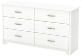 South Shore Fusion 6-Drawer Double Dresser Pure White, Contemporary South Shore