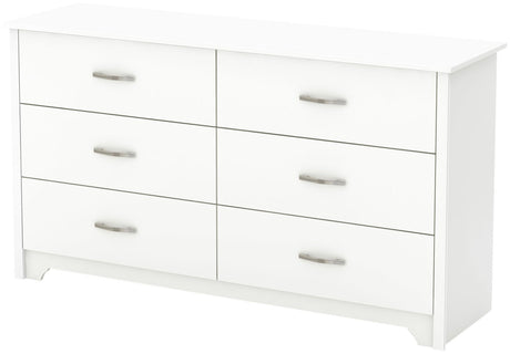 South Shore Fusion 6-Drawer Double Dresser Pure White, Contemporary South Shore