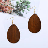 SMALLLOVE Wooden Hoop Earrings for Women Retro Black African Bohemian Wood Teardrop Geometric Lightweight Dangle Drop Earrings (Dark Brown) SMALLLOVE