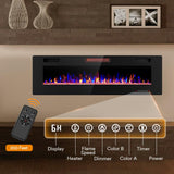 Joy Pebble 60 inch Electric Fireplace Inserts, in-Wall Recessed and Wall Mounted 750/1500W Fireplace Heater, Touch Screen, Remote Control with Timer, Adjustable Flame Color and Speed Joy Pebble