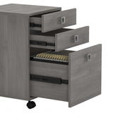 Bush Business Furniture Echo Mobile Cabinet with Satin Silver Hardware Under Desk Filing Drawer Storage for Home Office or Professional, 16W, Modern Gray Bush Business Furniture
