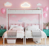 Bellemave Triple Bunk Bed for Kids, Adults, Teens, Twin Over Twin Metal Bunk Beds for 3 Kids, 3 bunk beds（Heavy Metal, White） Bellemave