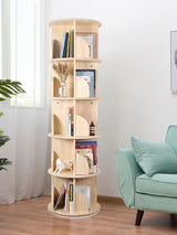 360-Degree Rotating 5-Tier Wooden Bookshelf Storage Rack for Home & Kids Bear Qiaqia