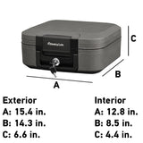 SentrySafe Fireproof and Waterproof Chest Box with Key Lock, Black Travel Safe with Interior Lighting and Carrying Handle, 0.28 Cubic Feet, 6.6 x 15.4 x 14.3 Inches, CHW20205 SentrySafe