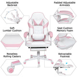 ARTETHYS Gaming Chair, Ergonomic High Back Racing PU Leather Computer Chair with Adjustable Footrest, Headrest and Lumbar Support and 90 to 150 Degree Tilt Pink ARTETHYS