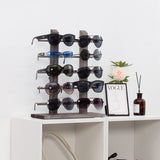 MyGift Sunglasses Display Stand, Vintage Gray Wood Tabletop Eyeglass Storage Rack, Holds up to 10 Pairs of Eyewear MyGift