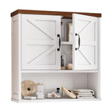 Mino Kesper Bathroom Wall Cabinet with Barn Doors, Wall Mounted Bathroom Storage Cabinet, Farmhouse Style, Adjustable Shelf, Wall Mounted, 23.6 x 7.9 x 23.9 Inches Mino Kesper