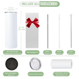 Kocdam 4 Pack Sublimation Tumblers with Lids and Straws Bulk, 20oz Sublimation Tumbler Blank, Stainless Steel Double Wall Sublimation Tumblers 20 oz Skinny, Polymer Coating for Heat Transfer Kocdam