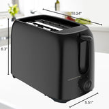 OVENTE Electric 2 Slice Toaster Machine with 6-Shade Toast Settings, 700W Power, Removable Crumb Tray and Compact Design Perfect for Toasting Bread, Bagels, Waffles and Puff Pastry, Black TP2210B OVENTE