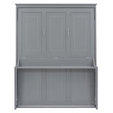 Harper & Bright Designs Queen Size Murphy Bed with Storage Shelf, Wooden Queen Platform Bed Frame, Space-Saving Wall Bed for Guest Room or Home Office, No Box Spring Needed, Noise Free (Gray) Harper & Bright Designs