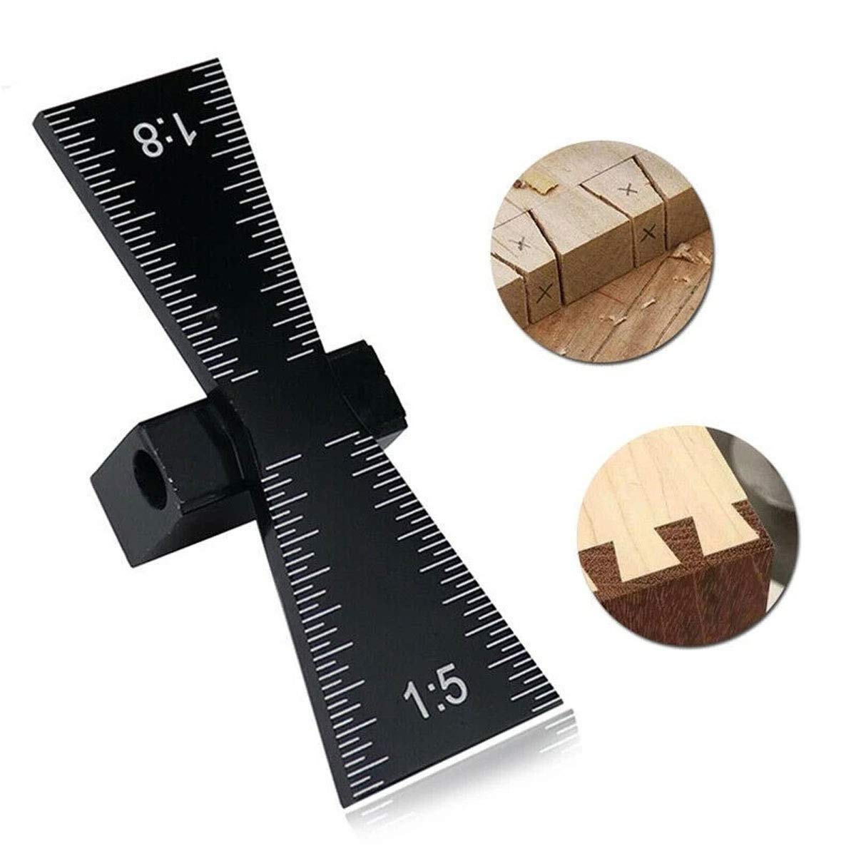 2 PCS Dovetail Marker Guide, Aluminum Alloy Dovetail Marking Jig Precise Wood Dovetail Tools, Dovetail Guide with 1:5, 1:6, 1:7 and 1:8 Slopes for HNBun