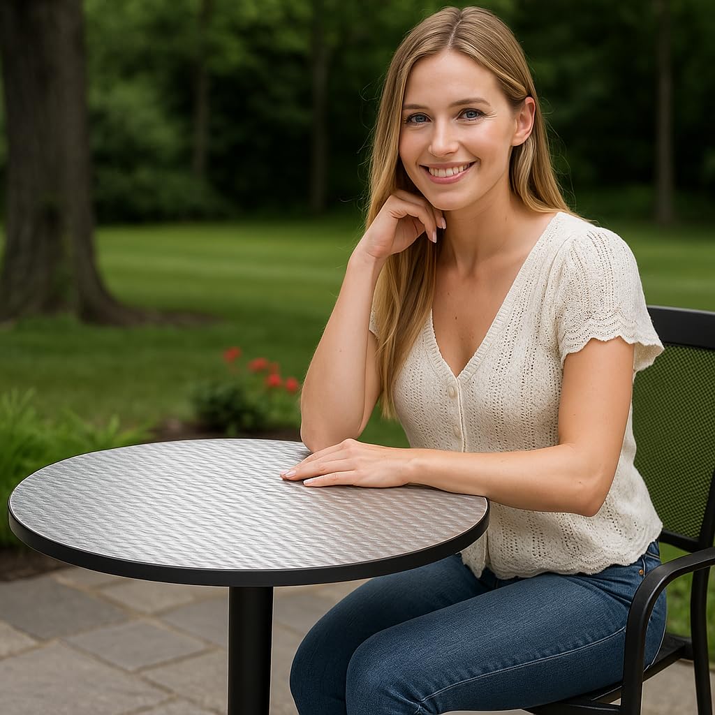 Magshion 31" Round Bar Table Height Adjustable 26"-35" Pub Table with Enlarged Base for Living Room Patio Bistro Café, Silver Magshion