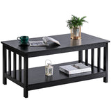 ChooChoo Mission Coffee Table, Black Wood Living Room Table with Shelf, 40 Black ChooChoo