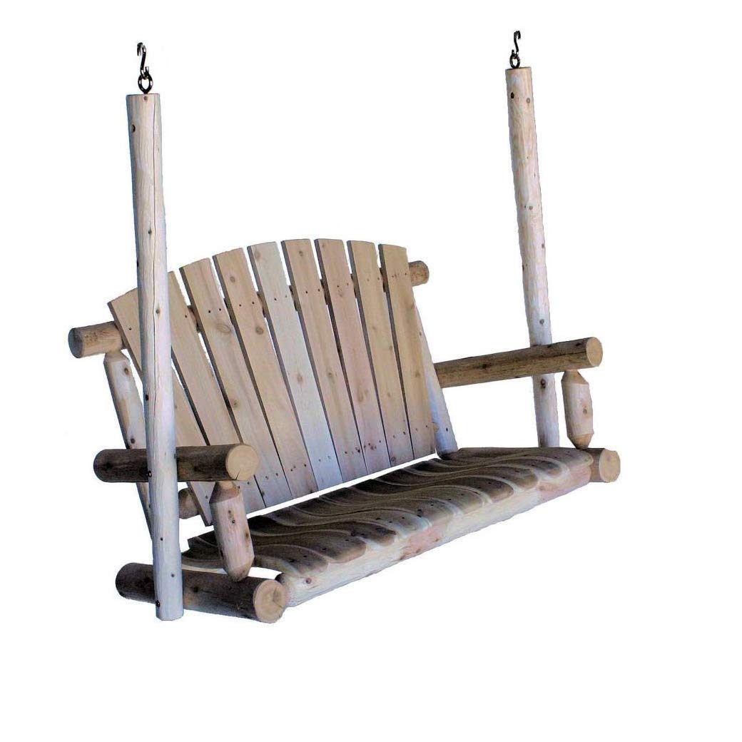 Lakeland Mills 4-Foot Cedar Log Porch Swing, Natural Lakeland Mills