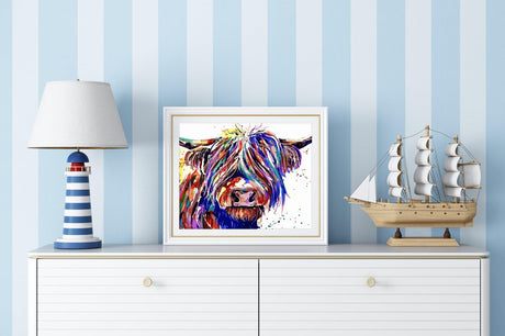 HKLIOPU Paint by Numbers Kit for Adults Beginners,11.8" Wx11.8 L DIY Acrylic Paint Colorful Animal Canvas for Painting Kits for Adults in Colorful Box Highland Cow HKLIOPU