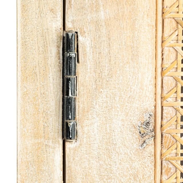 Creative Co-Op Mango Wood and Cane Curio Cabinet with 3 Shelves and 2 Doors, Natural Creative Co-Op