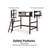 DHP Denver Espresso Full Size Loft Bed with Spacious Under-Bed Area DHP