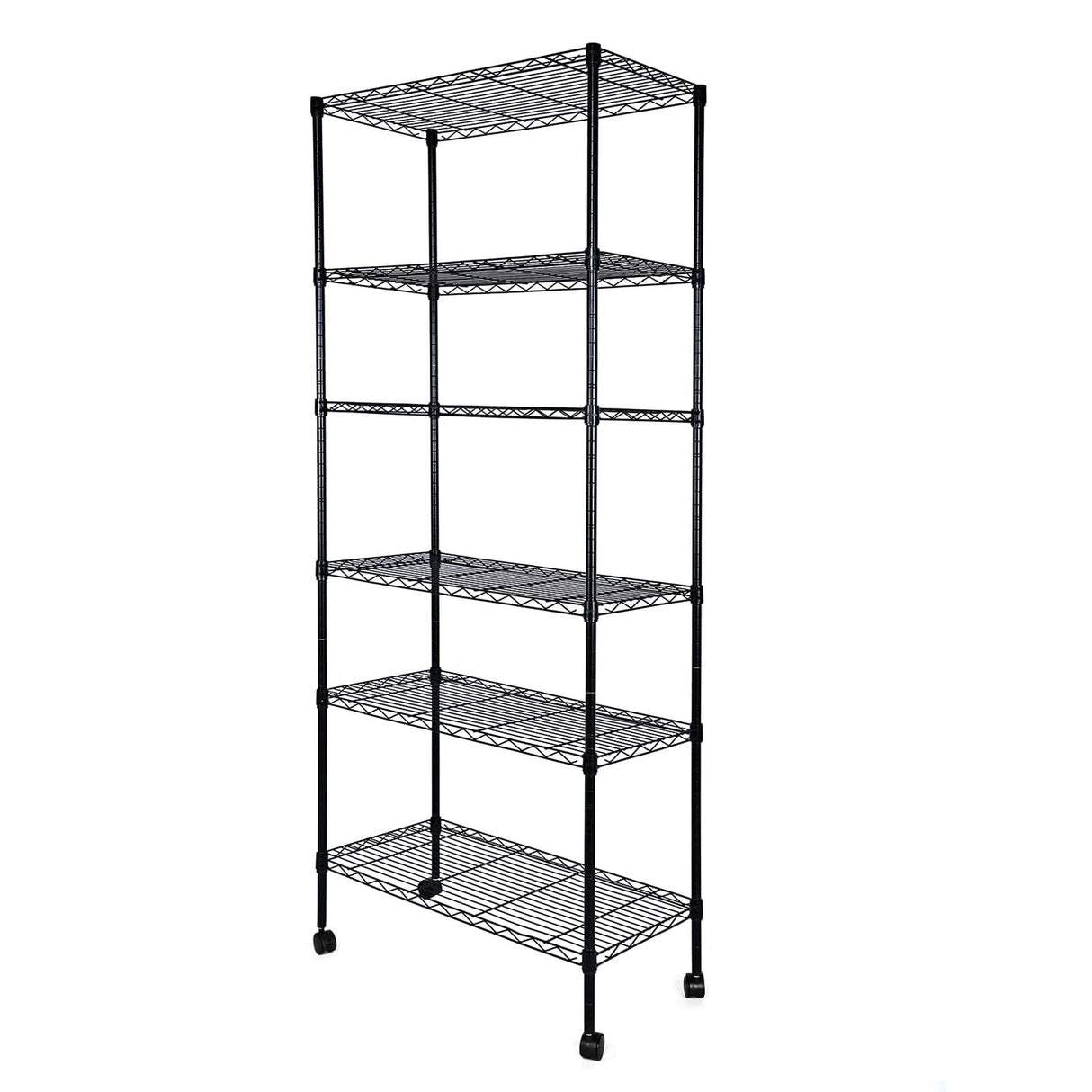 Simple Deluxe 6-Tier Shelving Units, 29.92'' W x 13.98'' D x 71.65'' H Adjustable Wire Shelving with Hanging Hooks and Wheels, Black Simple Deluxe