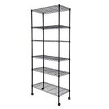 Simple Deluxe 6-Tier Shelving Units, 29.92'' W x 13.98'' D x 71.65'' H Adjustable Wire Shelving with Hanging Hooks and Wheels, Black Simple Deluxe