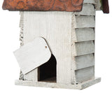 Glitzhome 12" H Washed White Distressed Solid Wood Cottage Birdhouse Hanging Bird House for Outdoors Glitzhome
