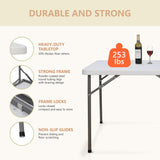 ZenStyle 3 ft Indoor Outdoor Heavy Duty Portable Plastic Folding Table, Square Card Table Utility Desk Game Table for Puzzles Crafting Picnic Camping Dining Party, White ZenStyle
