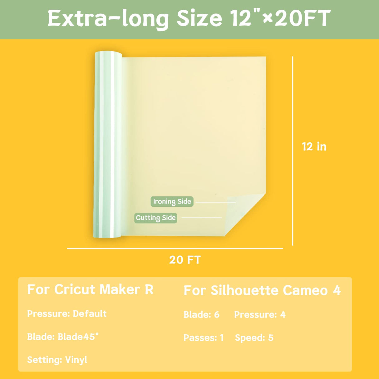 HTVRONT Clear Sublimation HTV Vinyl Matte 12" X 20FT - Sublimation Vinyl High Transfer Rate - Bright Smooth Washable HTV for T-Shirt/Hat/Pillow/Bag HTVRONT