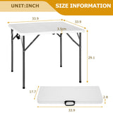 34" Square Plastic Folding Card Table, Portable Outdoor Dining Table with Collapsible Legs and Carrying Handle,Plastic Tables for Camping,Picnic, Office, Party, White PayLessHere
