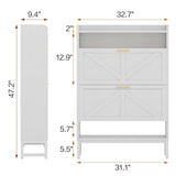 spanspace Freestanding Shoe Storage Cabinet for Entryway, Farmhouse Shoe Rack Cabinet with Open Shelf & 2 Flip-Drawer, Metal Legs for Hallway spanspace