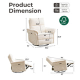Oversized Power Recliner Chairs for Adults with Massage and Heat, Power Swivel Rocker Recliner Chair with Adjustable Headrest, 26" Extra Wide Rocker Nursery Recliner with USB Port, White RUTOX