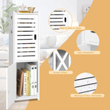 MOBPMO Bathroom Floor Cabinet Freestanding Double Door 3-Tier Side Storage Organizer Cabinet Unit, Multipurpose Waterproof Small Storage Cabinet for Bathroom, Bedroom, Office, White MOBPMO