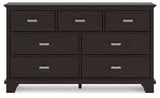 Signature Design by Ashley Covetown Contemporary 7 Drawer Dresser with Safety Stop for Bedroom, Dark Brown Signature Design by Ashley