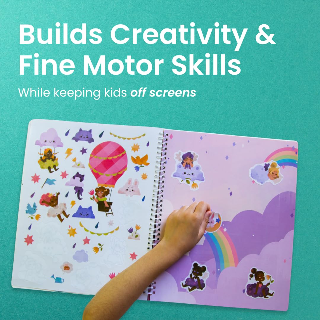 Princess Sticker Book Activity for Kids, World of Princesses by Cupkin, Toddler Airplane Travel Essentials, 500+ Stickers for Kids 12 Scenes + Coloring Book Pages, Girly Kid Gift, Crafts Ages 2-8 CUPKIN